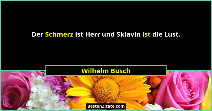 Der Schmerz ist Herr und Sklavin ist die Lust.... - Wilhelm Busch