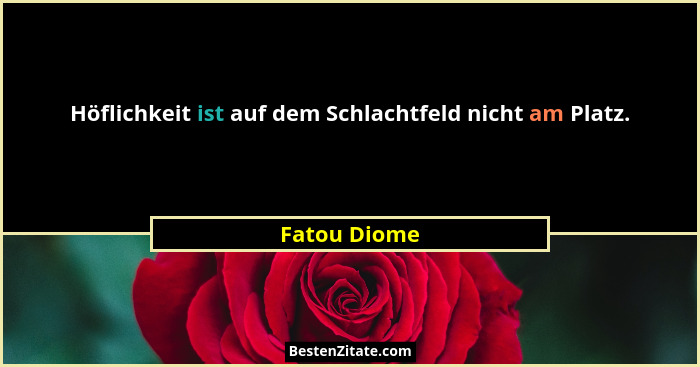 Höflichkeit ist auf dem Schlachtfeld nicht am Platz.... - Fatou Diome