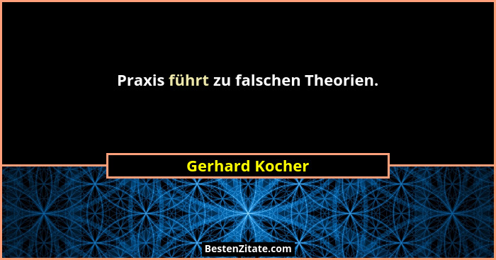 Praxis führt zu falschen Theorien.... - Gerhard Kocher