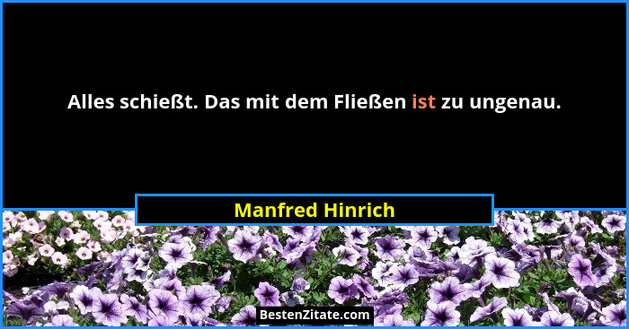 Alles schießt. Das mit dem Fließen ist zu ungenau.... - Manfred Hinrich