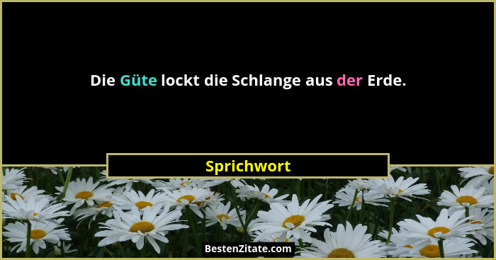 Die Güte lockt die Schlange aus der Erde.... - Sprichwort