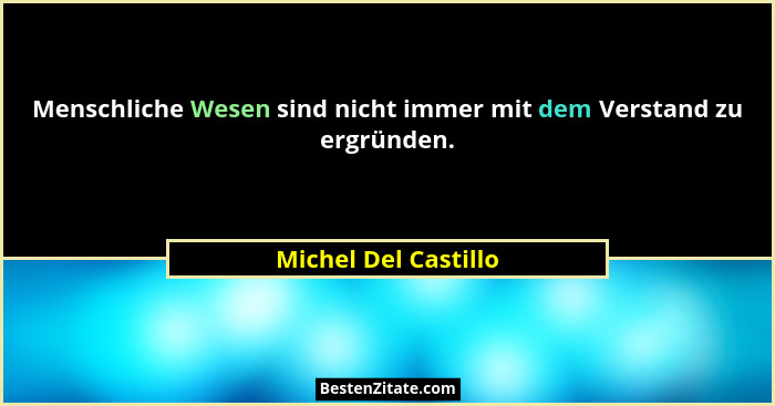 Menschliche Wesen sind nicht immer mit dem Verstand zu ergründen.... - Michel Del Castillo