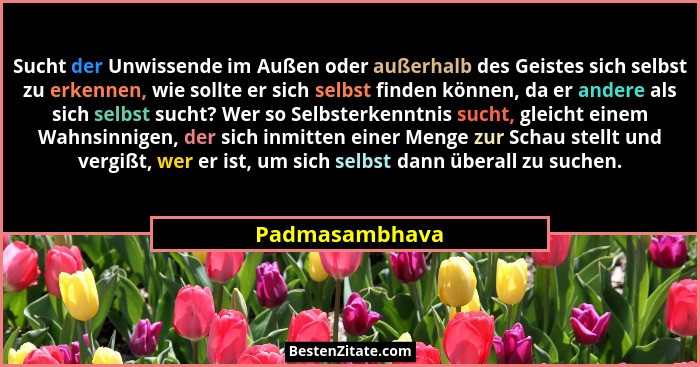 Sucht der Unwissende im Außen oder außerhalb des Geistes sich selbst zu erkennen, wie sollte er sich selbst finden können, da er ander... - Padmasambhava