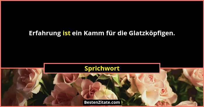 Erfahrung ist ein Kamm für die Glatzköpfigen.... - Sprichwort