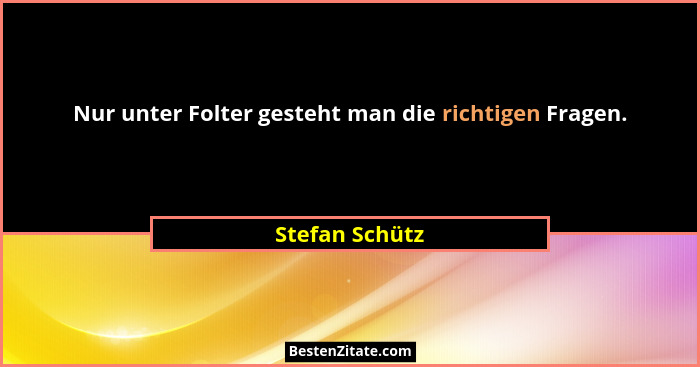 Nur unter Folter gesteht man die richtigen Fragen.... - Stefan Schütz