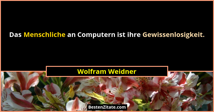 Das Menschliche an Computern ist ihre Gewissenlosigkeit.... - Wolfram Weidner