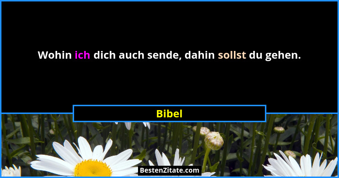 Wohin ich dich auch sende, dahin sollst du gehen.... - Bibel