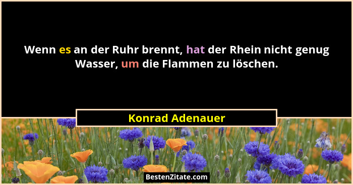 Wenn es an der Ruhr brennt, hat der Rhein nicht genug Wasser, um die Flammen zu löschen.... - Konrad Adenauer
