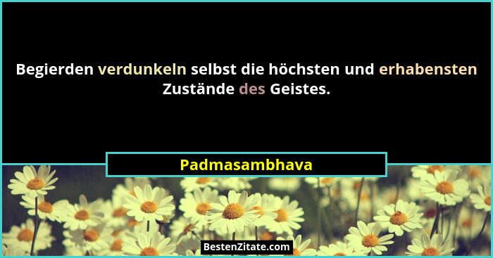 Begierden verdunkeln selbst die höchsten und erhabensten Zustände des Geistes.... - Padmasambhava