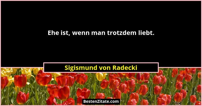 Ehe ist, wenn man trotzdem liebt.... - Sigismund von Radecki