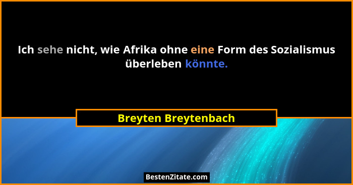 Ich sehe nicht, wie Afrika ohne eine Form des Sozialismus überleben könnte.... - Breyten Breytenbach