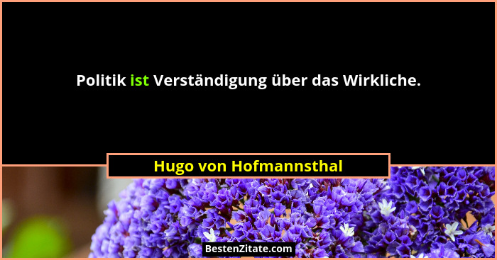Politik ist Verständigung über das Wirkliche.... - Hugo von Hofmannsthal