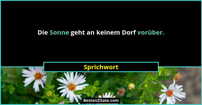 Die Sonne geht an keinem Dorf vorüber.... - Sprichwort