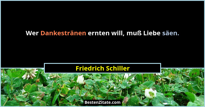 Wer Dankestränen ernten will, muß Liebe säen.... - Friedrich Schiller