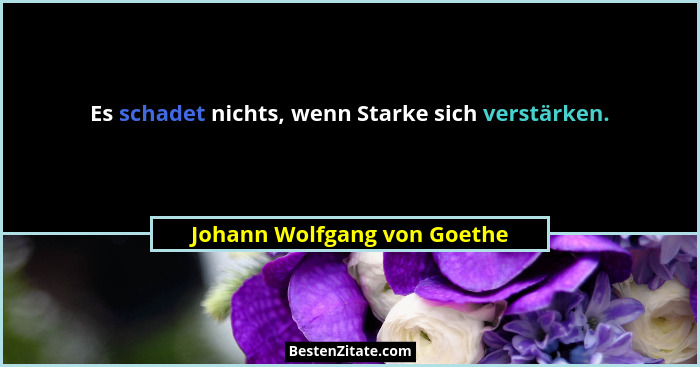 Es schadet nichts, wenn Starke sich verstärken.... - Johann Wolfgang von Goethe