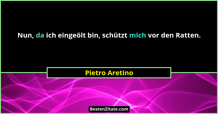 Nun, da ich eingeölt bin, schützt mich vor den Ratten.... - Pietro Aretino