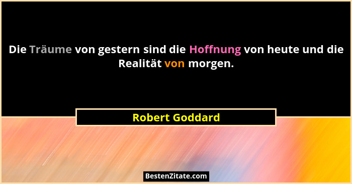Die Träume von gestern sind die Hoffnung von heute und die Realität von morgen.... - Robert Goddard