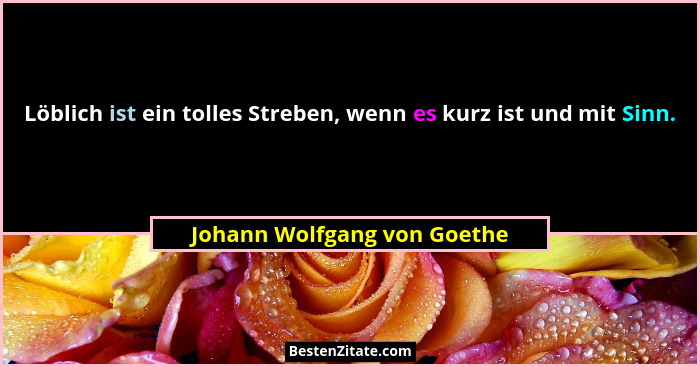 Löblich ist ein tolles Streben, wenn es kurz ist und mit Sinn.... - Johann Wolfgang von Goethe