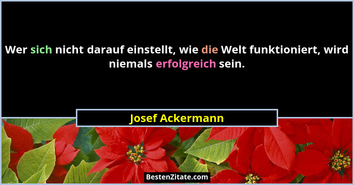 Wer sich nicht darauf einstellt, wie die Welt funktioniert, wird niemals erfolgreich sein.... - Josef Ackermann