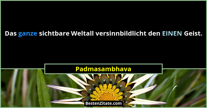 Das ganze sichtbare Weltall versinnbildlicht den EINEN Geist.... - Padmasambhava