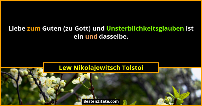 Liebe zum Guten (zu Gott) und Unsterblichkeitsglauben ist ein und dasselbe.... - Lew Nikolajewitsch Tolstoi