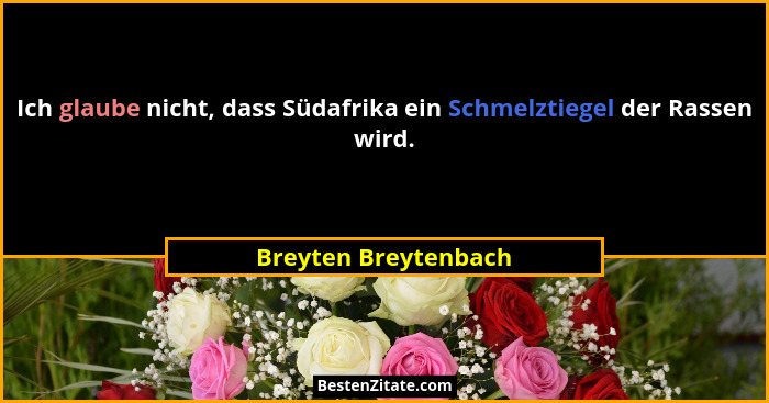 Ich glaube nicht, dass Südafrika ein Schmelztiegel der Rassen wird.... - Breyten Breytenbach