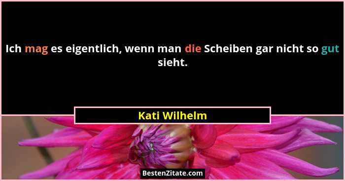 Ich mag es eigentlich, wenn man die Scheiben gar nicht so gut sieht.... - Kati Wilhelm