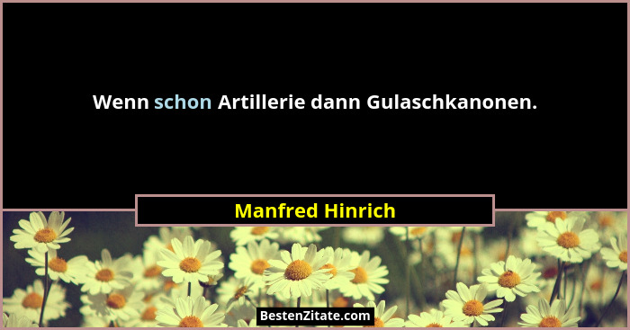 Wenn schon Artillerie dann Gulaschkanonen.... - Manfred Hinrich