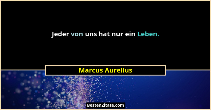 Jeder von uns hat nur ein Leben.... - Marcus Aurelius