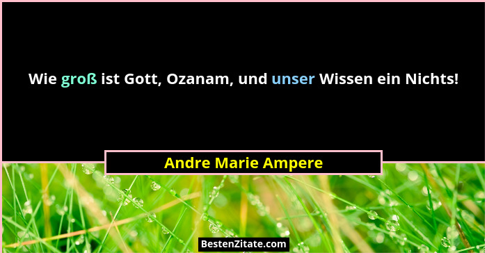 Wie groß ist Gott, Ozanam, und unser Wissen ein Nichts!... - Andre Marie Ampere