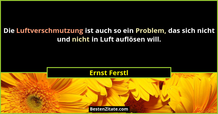 Die Luftverschmutzung ist auch so ein Problem, das sich nicht und nicht in Luft auflösen will.... - Ernst Ferstl