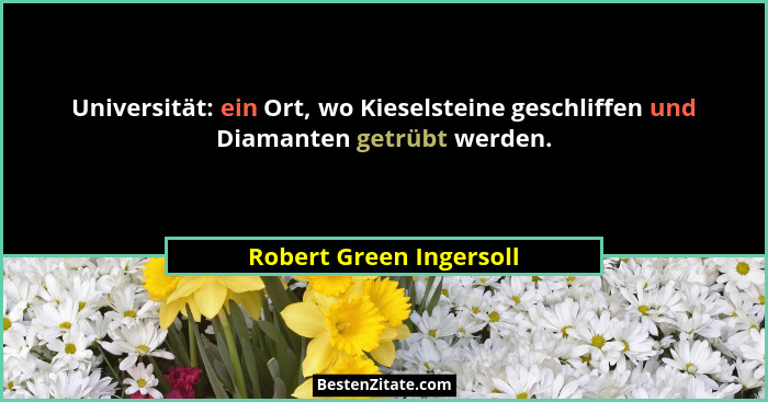 Universität: ein Ort, wo Kieselsteine geschliffen und Diamanten getrübt werden.... - Robert Green Ingersoll