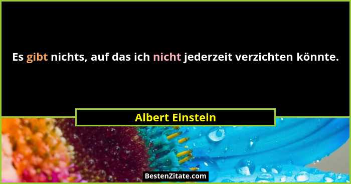Es gibt nichts, auf das ich nicht jederzeit verzichten könnte.... - Albert Einstein
