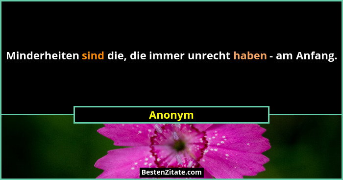 Minderheiten sind die, die immer unrecht haben - am Anfang.... - Anonym