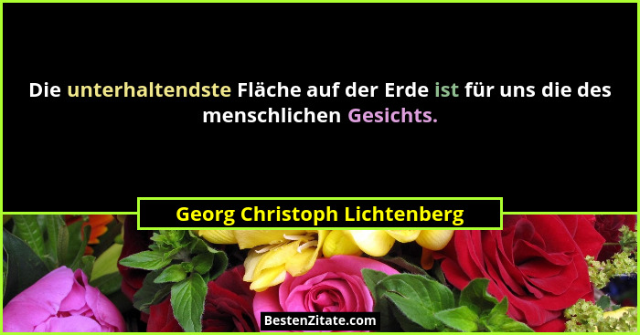 Die unterhaltendste Fläche auf der Erde ist für uns die des menschlichen Gesichts.... - Georg Christoph Lichtenberg
