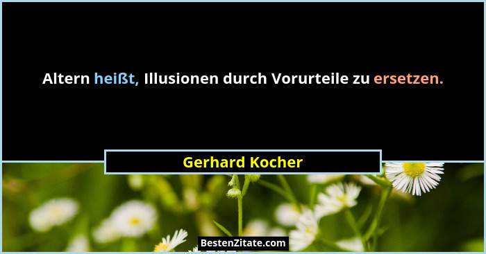 Altern heißt, Illusionen durch Vorurteile zu ersetzen.... - Gerhard Kocher