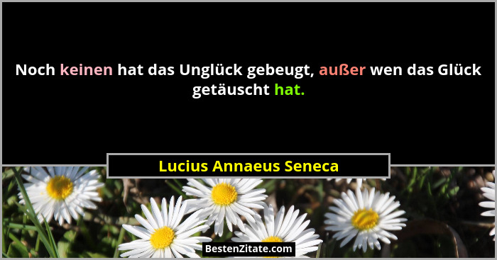 Noch keinen hat das Unglück gebeugt, außer wen das Glück getäuscht hat.... - Lucius Annaeus Seneca