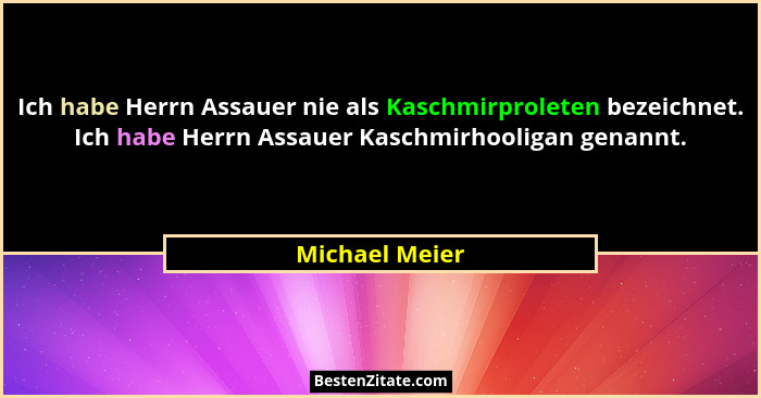 Ich habe Herrn Assauer nie als Kaschmirproleten bezeichnet. Ich habe Herrn Assauer Kaschmirhooligan genannt.... - Michael Meier