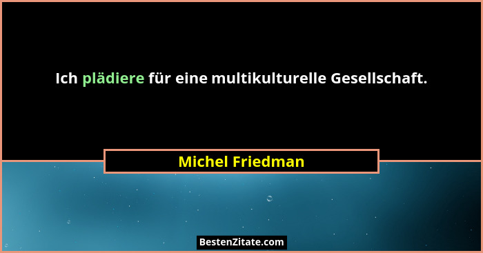Ich plädiere für eine multikulturelle Gesellschaft.... - Michel Friedman