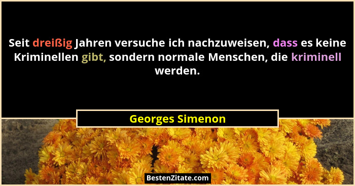 Seit dreißig Jahren versuche ich nachzuweisen, dass es keine Kriminellen gibt, sondern normale Menschen, die kriminell werden.... - Georges Simenon