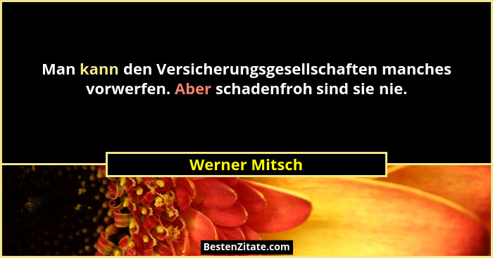 Man kann den Versicherungsgesellschaften manches vorwerfen. Aber schadenfroh sind sie nie.... - Werner Mitsch