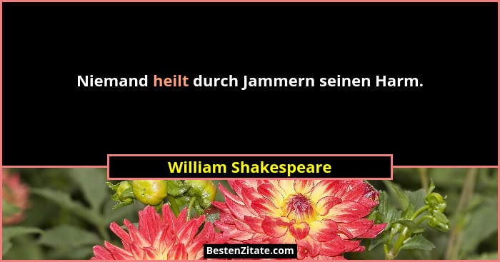 Niemand heilt durch Jammern seinen Harm.... - William Shakespeare