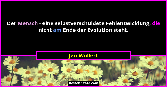 Der Mensch - eine selbstverschuldete Fehlentwicklung, die nicht am Ende der Evolution steht.... - Jan Wöllert