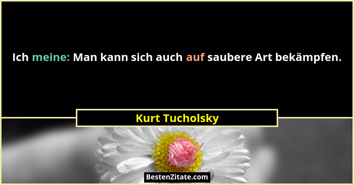 Ich meine: Man kann sich auch auf saubere Art bekämpfen.... - Kurt Tucholsky