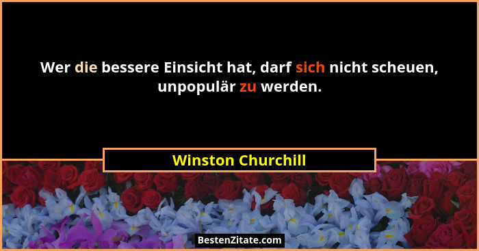 Wer die bessere Einsicht hat, darf sich nicht scheuen, unpopulär zu werden.... - Winston Churchill