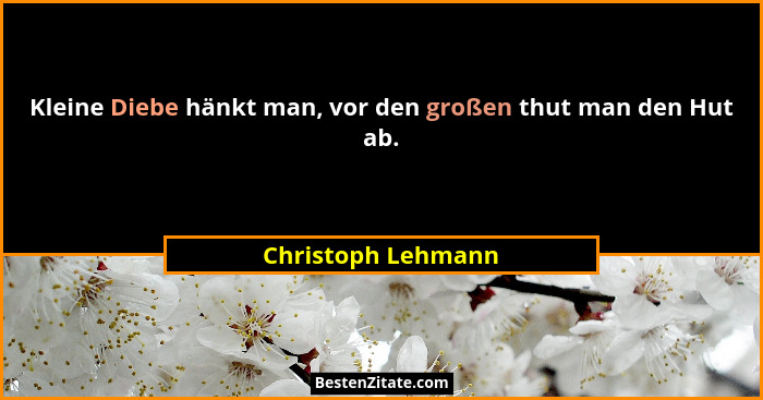 Kleine Diebe hänkt man, vor den großen thut man den Hut ab.... - Christoph Lehmann