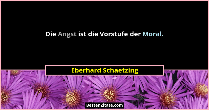 Die Angst ist die Vorstufe der Moral.... - Eberhard Schaetzing