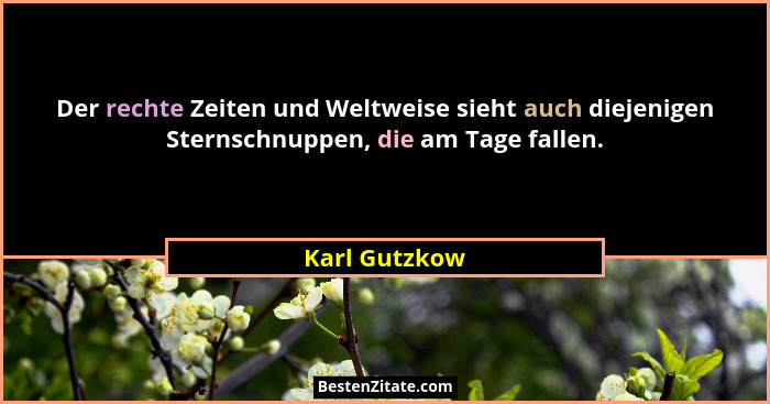 Der rechte Zeiten und Weltweise sieht auch diejenigen Sternschnuppen, die am Tage fallen.... - Karl Gutzkow