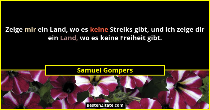 Zeige mir ein Land, wo es keine Streiks gibt, und ich zeige dir ein Land, wo es keine Freiheit gibt.... - Samuel Gompers
