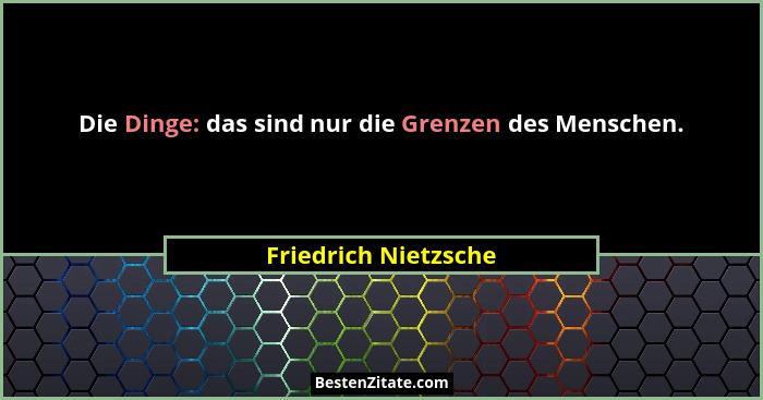 Die Dinge: das sind nur die Grenzen des Menschen.... - Friedrich Nietzsche